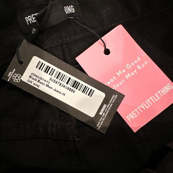 PRETTY LITTLE THINGS WOMENS SIZE 10 BLACK MOM JEANS - Picture 6 of 9